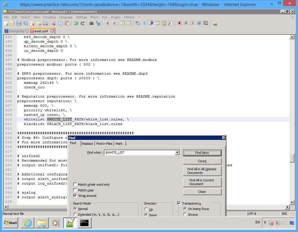 Practice Labs screenshot.